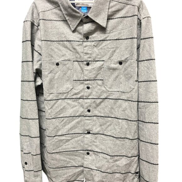 Crooks and Castle Grey Striped Button Up Mens Large - Picture 1 of 6